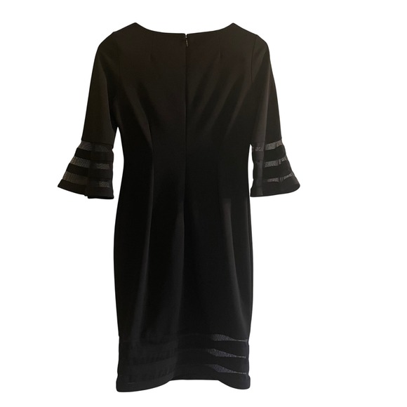 Calvin Klein Black Knee Length Cocktail Dress Women's Size S Bell Sleeves - Picture 4 of 4